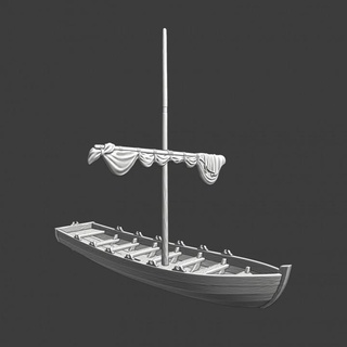 Ortaçağa ait küçük tekne yelken kürek kuzey Haçlı seferleri minyatürler oyuncaklar oyunlar masaüstü karakterler yaratıklar fantezi Evren Araçlar makineler yazı tahtası mağaza model gemi savaş oyunları Warhammer iniş manzara orta Elfler su hattı 3d print model - Mito3D