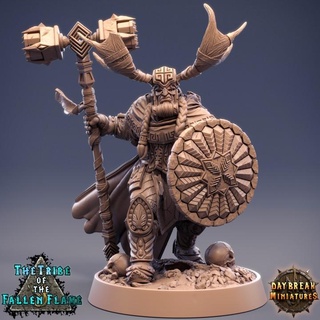 grandmaster stormhorn - tribe fallen flame daybreak miniatures Toys & Games Tabletop Characters Creatures Fantasy Universe Board Store dragons dungeons shield hammer horns hobgoblin 32mm 75mm 3d print model - Mito3D