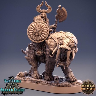 ingar cleaver tuskerbeast - tribe fallen flame daybreak miniatures Toys & Games Tabletop Characters Creatures Fantasy Universe Board Store axe dragons dungeons female scale shield wargaming horns tabletop collector 3d print model - Mito3D