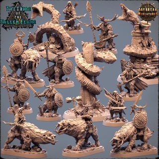 tribe fallen flame - complete pack daybreak miniatures Toys & Games Tabletop Characters Creatures Fantasy Universe Board Store dragons dungeons miniature bundle 32mm 75mm 3d print model - Mito3D