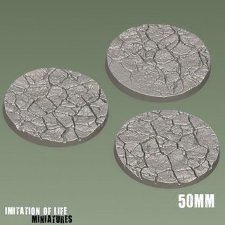 50mm cracked earth bases 3 imitation life miniatures Toys & Games Tabletop accessories Characters Creatures Fantasy Universe Board dragons dungeons fantasy terrain warhammer base dnd cursed wasteland arid 3d print model - Mito3D
