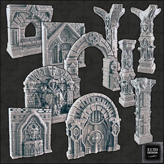 religion wall features columns support-free evan carothers Toys & Games Tabletop 3D Printable Terrain Board Store Fantasy fantasy statue church altar scenery 3d print model - Mito3D