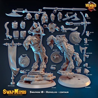 swapmini 18 hephelos centauro Heróis bestas brinquedos jogos tampo mesa personagens criaturas fantasia universo borda cavalo mustang 3d print model - Mito3D