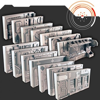 sci-fi wall facade system support-free evan carothers Toys & Games Tabletop Characters Creatures Sci-Fi Universe 3D Printable Terrain Board Store scifi scenery walls spaceport 3d print model - Mito3D