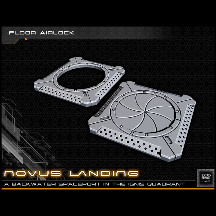 sci-fi floor airlock support-free evan carothers Toys & Games Tabletop accessories Characters Creatures Sci-Fi Universe Board hangar 3D print model - Mito3D