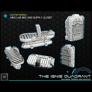 sci-fi med lab bed supply closet support-free evan carothers Toys & Games Tabletop Characters Creatures Sci-Fi Universe Vehicles Machines Board medical 28mm 3d print model - Mito3D