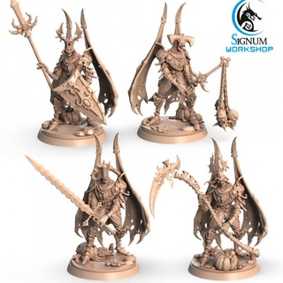 vampire warriors styx signum workshop Toys & Games Tabletop Characters Creatures Fantasy Universe Board dungeons fantasy shield spear undead warrior flying tabletop scythe flail ttrpg vampires presupported mininatures 3d print model - Mito3D