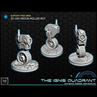 sci-fi ec-025 recon roller bot support-free evan carothers Toys & Games Tabletop Characters Creatures Sci-Fi Universe Vehicles Machines Board droid robot scifi 28mm 3d print model - Mito3D