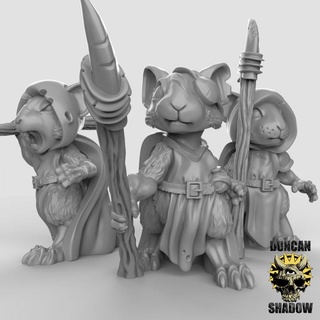 mousle rangers spears pre supported duncan shadow Toys & Games Tabletop Characters Creatures Fantasy Universe Board Store fantasy dungeonsanddragons dnd mice tabletopgames anthropomorphic ttrpg anthro presupported humblewood burrowsandbadgers 3d print model - Mito3D
