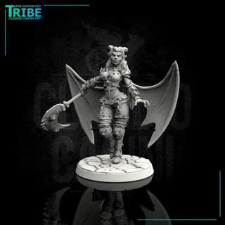 0049 female elf human tiefling vampire succubus warrior cleric scythe claudio casini art demon undead 3d print model - Mito3D