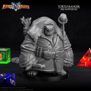 tortle ranger miniature - pre-supported epics n stuffs Toys & Games Tabletop Characters Creatures Fantasy Universe Board Store archer dragons dungeons fantasy player rpg turtle warrior character hunter boardgame tabletop adventure dnd pathfinder 5e supported epicsnstuffs 3d print model - Mito3D