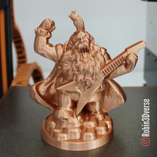 dwarf rockstar support free remix robin 3dverse Toys & Games Tabletop Characters Creatures Fantasy Universe Board bust easy fdm figure figurine funny games gaming guitar medieval mini music sculpture statue support-free character miniature sculpt ender decor bearded dwarven dnd yell robin3dverse 3d print model - Mito3D