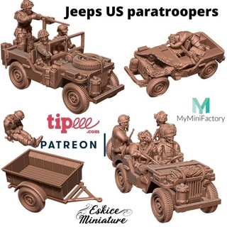 jeeps us Seconde Guerre mondiale 28mm jeu guerre eskice miniature jouets Jeux table Véhicules Machines planche boutique voiture action boulon Etats Unis ww2 jeep 3d print model - Mito3D