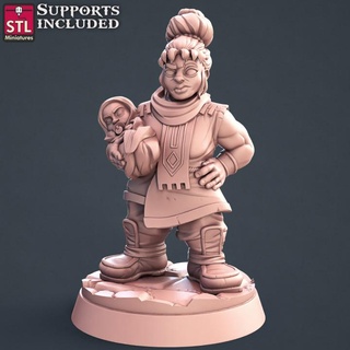 townsfolk b dwarf mother stl miniatures Toys & Games Tabletop Characters Creatures Fantasy Universe Board Store fantasy female wargames character tabletop d&d npc 3d print model - Mito3D