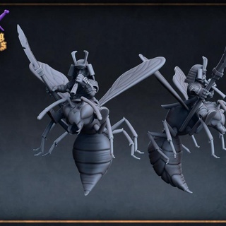 halfling samurai wasp rider roleplaying & miniatures Toys Games Tabletop Characters Creatures Fantasy Universe Board flute giant mount miniature tabletop dnd dnd5e 3d print model - Mito3D