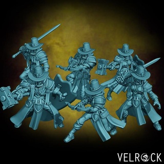witch hunter cleric order presupported velrock art miniatures Toys & Games Tabletop Characters Creatures Fantasy Universe Board fantasy fighter shield sword hammer rifle ranger crossbow paladin inquisitor dungeons dragons supported 3d print model - Mito3D