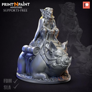 pig rider goblin leonardo escovar Toys & Games Tabletop Characters Creatures Fantasy Universe Board Store dragons dungeons model warhammer painting miniature age dnd goblins sigmar 3d print model - Mito3D