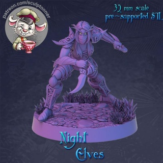 gece elf haydut çömelme kadın heykeltıraş oyuncaklar oyunlar masaüstü karakterler yaratıklar fantezi Evren yazı tahtası Warcraft masa oyunu savaş dnd 32mm 3d print model - Mito3D
