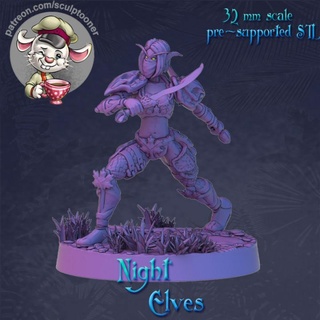 gece elf kız saldırı zırhlı kadın heykeltıraş oyuncaklar oyunlar masaüstü masaüstü karakterler yaratıklar fantezi Evren masaüstü masaüstü karakterler yaratıklar yazı tahtası oyunlar masaüstü elf fantezi Warcraft dnd 32mm haydut 3d print model - Mito3D