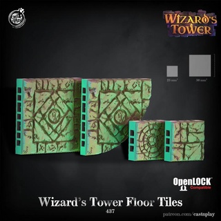 wizard's tower floor tiles pre-supported cast n play Toys & Games Tabletop Characters Creatures Fantasy Universe Board Store 3D Printable Terrain fantasy wizard tile dnd openlock wizards castnplay supported floow 3d print model - Mito3D