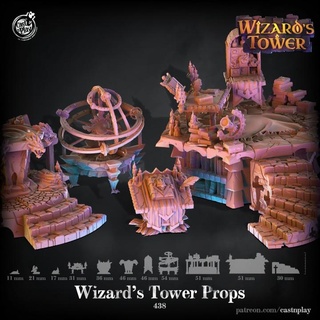 wizard's tower props pre-supported cast n play Toys & Games Tabletop Characters Creatures Fantasy Universe Board Store 3D Printable Terrain fantasy furniture prop wizard dungeon dnd presupported 3d print model - Mito3D