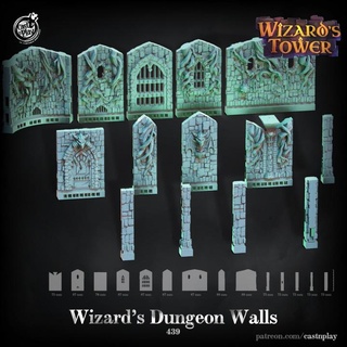 wizard's dungeon walls pre-supported cast n play Toys & Games Tabletop Characters Creatures Fantasy Universe Board Store 3D Printable Terrain dungeons fantasy wall wizard d&d dnd openlock presupported 3d print model - Mito3D