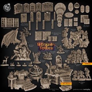 wizard's tower bundle pre-supported cast n play Toys & Games Tabletop Characters Creatures Fantasy Universe Board Store 3D Printable Terrain wizard pack patreon package dnd tribes castnplay bundlee presupporteed wizardstower 3d print model - Mito3D