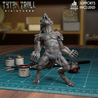 werewolf 03 pre-supported tytantroll miniatures Toys & Games Tabletop Characters Creatures Fantasy Universe Board Store dragons dungeons fantasy scale miniature moon minis 32mm howling presupported 3d print model - Mito3D