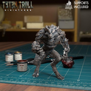 werewolf 06 pre-supported tytantroll miniatures Toys & Games Tabletop Characters Creatures Fantasy Universe Board Store dragons dungeons fantasy creatures wolfman presupported miniaturesdnd 3d print model - Mito3D