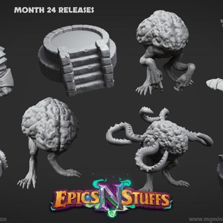 epics 'n' stuffs month 24 releases - pre-supported n Toys & Games Tabletop Characters Creatures Fantasy Universe Board Store 3D Printable Terrain brain dragons dungeons fantasy monster props miniature boardgame tabletop adventure dnd bundle pathfinder tortle ttrpg supported epicsnstuffs intellect 3d print model - Mito3D