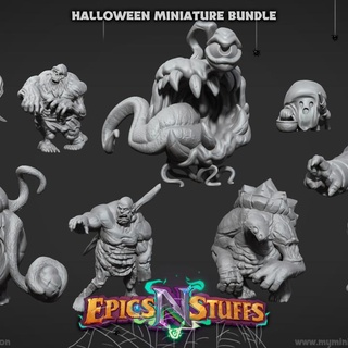 halloween miniature bundle - pre-supported epics n stuffs Toys & Games Tabletop Characters Creatures Fantasy Universe Board Store dragons dungeons fantasy ghost pumpkin spooky undead zombie boardgame dwarf tabletop adventure ogre holiday dnd pathfinder event tortle 5e supported epicsnstuffs 3d print model - Mito3D