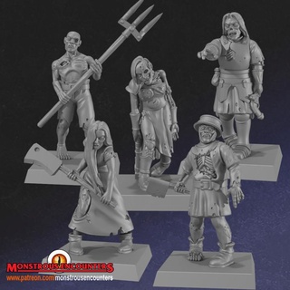 zombiler Ayarlamak 1 cansız karşılaşmalar oyuncaklar oyunlar masaüstü karakterler yaratıklar fantezi Evren yazı tahtası mağaza ölümsüz Warhammer zombi gulyabani kahraman 3d print model - Mito3D