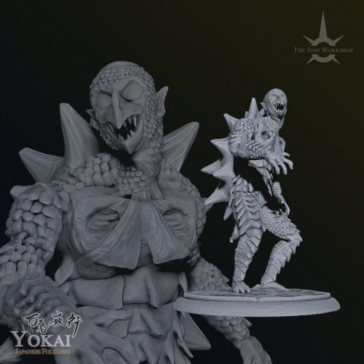 kappa pecados taller juguetes juegos mesa caracteres criaturas fantasía universo tablero Tienda demonio Japón japonés monstruo ninja rpg espada juego guerra miniatura katana samurai 28mm encuentro dnd oni yokai folklore 5e trpg 3D print model - Mito3D