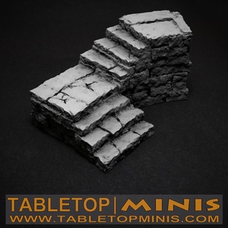 old stone stairs corner curve right tabletopminis Tabletop Characters & Creatures Fantasy Universe Board Games Store 3D Printable Terrain curved dungeon openlock stair 3d print model - Mito3D