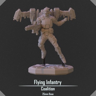 volador infantería víspera proyecto juguetes juegos mesa caracteres criaturas Sci Fi universo tablero Tienda sci fi mech 25mm 3d print model - Mito3D