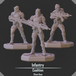 infanterie vesper projet jouets Jeux table personnages créatures Sci univers planche boutique armée scifi mech 25mm 3d print model - Mito3D