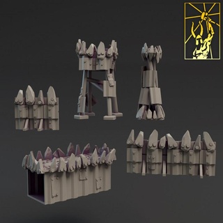 cyber forger sauvage espace terrain ensemble Titan miniatures jouets Jeux table personnages créatures Sci univers 3D imprimable planche boutique récipient jeu guerre village murs totem chaman tribu 3d print model - Mito3D