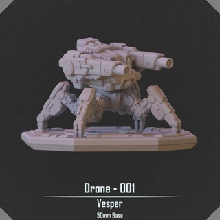 drone cannon vesper project Toys & Games Tabletop Characters Creatures Sci-Fi Universe Vehicles Machines Board Store scifi mech 50mm crawlers 3d print model - Mito3D
