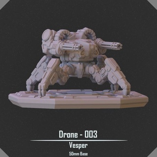 drone gatling vesper project Toys & Games Tabletop Characters Creatures Sci-Fi Universe Vehicles Machines Board Store scifi mech crawlers 3d print model - Mito3D