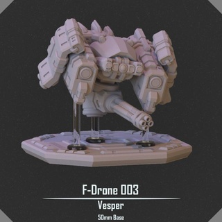 f-drone gatling vesper project Toys & Games Tabletop Characters Creatures Sci-Fi Universe Vehicles Machines Board Store flying scifi mech 50mm 3d print model - Mito3D
