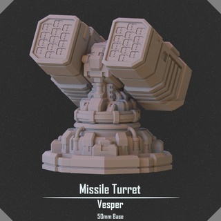 missile turret vesper project Toys & Games Tabletop Characters Creatures Sci-Fi Universe 3D Printable Terrain Board Store scifi mech 50mm defense 3d print model - Mito3D