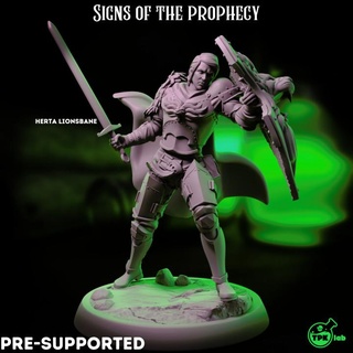 herta lionsbane tpk lab Toys & Games Tabletop Characters Creatures Fantasy Universe Board Store dragon dungeons female fighter human knight lion rpg shield sword warrior miniature paladin d&d 32mm ttrpg 3d print model - Mito3D