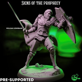 william lionsbane tpk lab Toys & Games Tabletop Characters Creatures Fantasy Universe Board Store dragons dungeons fighter human knight rpg shield sword warrior miniature male tabletop paladin 32mm ttrpg 3d print model - Mito3D