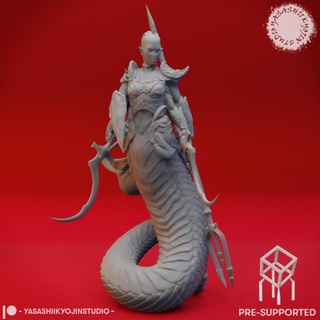 marilith - tabletop miniature pre-supported yasashii kyojin studio Tabletop Characters & Creatures demon 40k beast creature gaming monster snake roleplaying dnd pathfinder aos ttrpg 3d print model - Mito3D