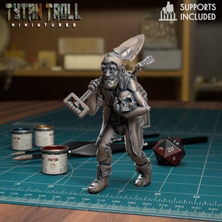 old gravedigger pre-supported tytantroll miniatures Tabletop Characters & Creatures Store fantasy man undead death creepy creatures dnd graverobber bodysnatcher 3d print model - Mito3D