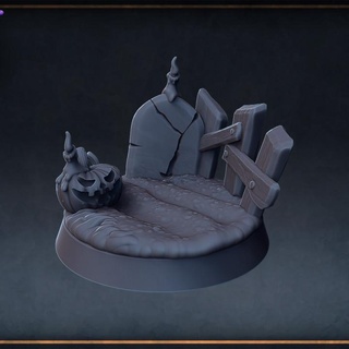 halloween base roleplaying & miniatures Toys Games Tabletop accessories Characters Creatures Fantasy Universe Board candle game pumpkin miniature resin tabletop graveyard presupported 3d print model - Mito3D
