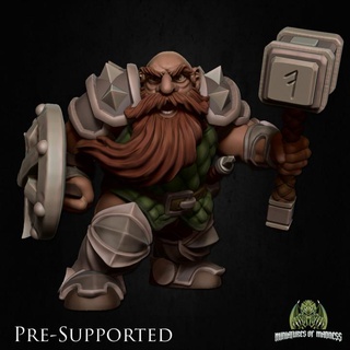 dhulim noblesunder - presupported miniaturesofmadness Tabletop Characters & Creatures Store guard shield soldier warrior hammer hold resin dwarf tabletop dungeon dnd watcher supported 3d print model - Mito3D