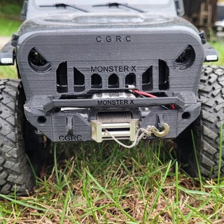cgrc monster x front winch bumper grill guard axial scx10-3 jeep jl jt chris griggs RC Cars Store Crawler Scale 1:10 Accessories Exterior rc 3d print model - Mito3D