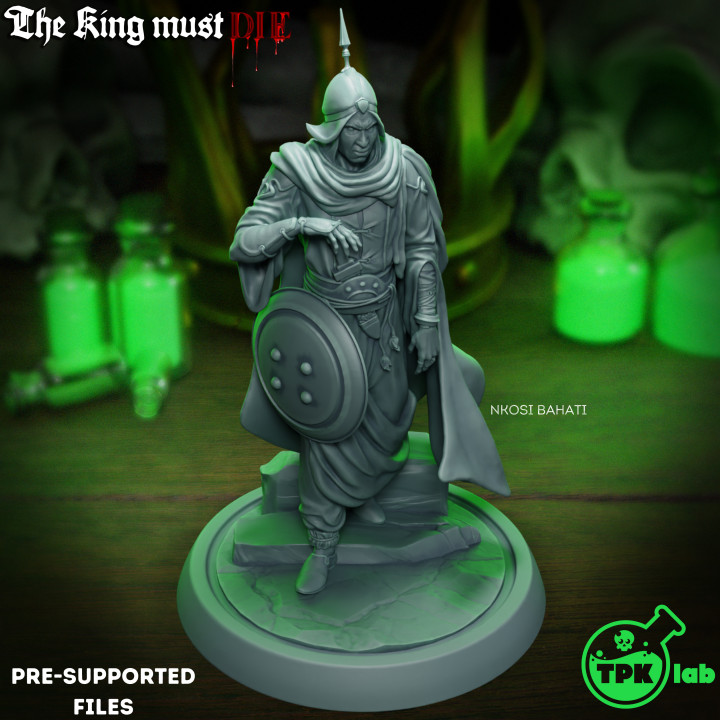 senhor sorte tpk laboratório tampo mesa personagens criaturas loja dragões masmorras lutador humano rpg Guerreiro miniatura africano paladino d 32mm ttrpg pequeno 3D print model - Mito3D