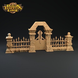 gate fence - presupported dragon trappers lodge Store Tabletop 3D Printable Terrain Fantasy dungeons fantasy halloween rpg scary spooky terrain grave creepy tabletop iron graveyard dnd scatter fencing 3d print model - Mito3D